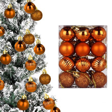 24Pcs Christmas Balls Ornaments, 4 Style 3cm Shatterproof Christmas Tree Decorations Hanging Ball for Holiday Wedding Party Decoration, Orange