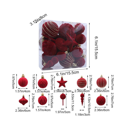 Flocked Christmas Balls Brown Plastic 24PCS 2