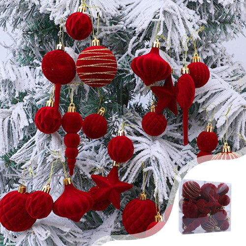 Flocked Christmas Balls Brown Plastic 24PCS 1