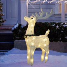 Aujourd'hui en promotion : Cerfs lumineux pour décorations de Noël et de jardin, ornés de paillettes et de lumières à piles, pour Noël et 2025