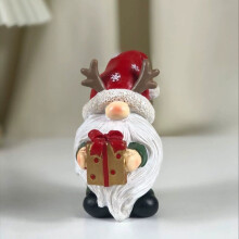 Figura de resina de gnomo navideño - Enano Tomte sueco con regalos y árbol para decoración festiva del hogar
