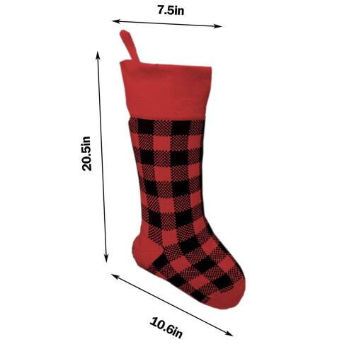 Plaid Knit Christmas Stocking – Acrylic, 46 cm 1
