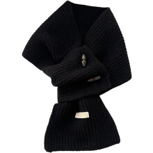 Cachecol feminino de inverno, 100% lã, com botões de madeira, protetor de pescoço tricotado, ideal para climas frios.