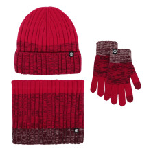 Winter Knit Hat Scarf Gloves Set Thickened Ski Gradient Color Outdoor Warm Accessories