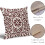 Καφέ μαξιλαροθήκες Boho 16x16", Vintage εκτύπωση λουλουδιών, λινά τετράγωνα μαξιλάρια, 4
