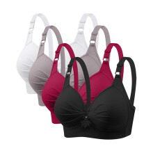 Beha's voor dames zonder beugel, push-up beha, 4-pack, plus size, kanten beha's zonder beugel, dunne zijsteun, volledige dekking, zwart