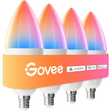E12 LED Bulbs (4-Pack), RGBWW Smart Bulbs Compatible with Matter, Alexa, Google Assistant, 40W Equivalent, 450LM, 2.4GHz WiFi Only