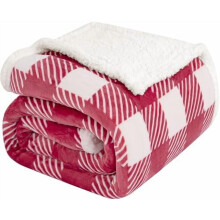 Sherpa Plaid Twin Blanket 60"x70", Fuzzy Soft Cozy Throw, Plush Fleece Flannel Microfiber Blanket for Couch/Bed/Sofa (Rust Red)