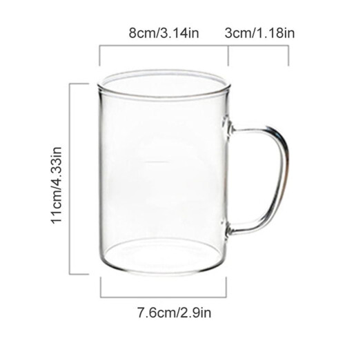 Caneca de vidro borossilicato transparente de 500ml com alça – Conjunto de 1 2