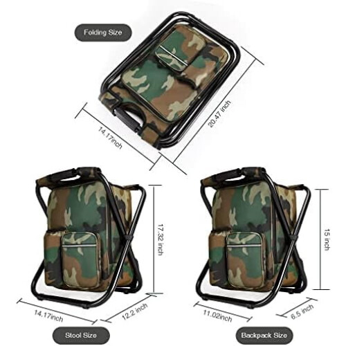 Banqueta de camping camuflada com bolsa térmica 3 em 1 1