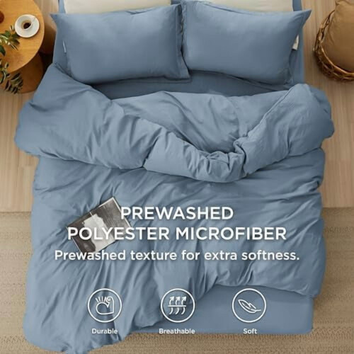 Housse de couette Queen – Microfibre de polyester douce, 1 2