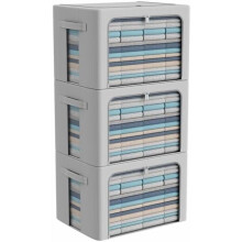 Foldable Storage Box Oxford Fabric Grey 66L 3-Pack