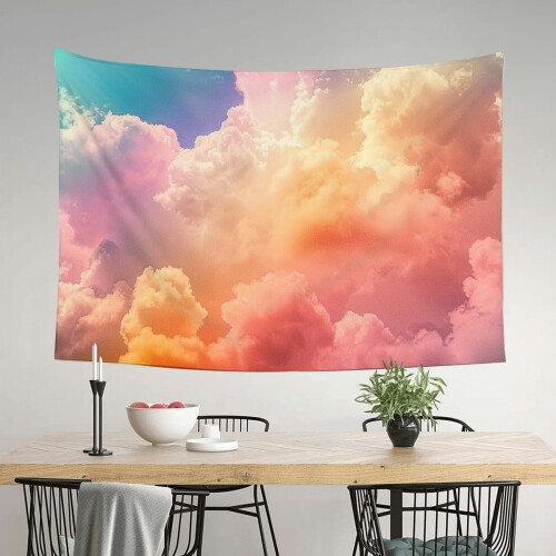 Clouds Rainbow Sky Wall Hanging Tapestry 100% Polyester Art 60*40in 2