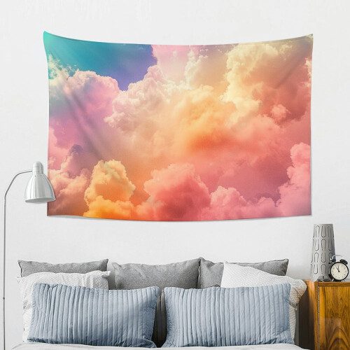 Clouds Rainbow Sky Wall Hanging Tapestry 100% Polyester Art 60*40in 1