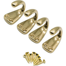 Lot de 4 patères murales vintage en laiton pour vêtements, chapeaux, écharpes, serviettes, clés et tasses. Crochets simples et classiques à