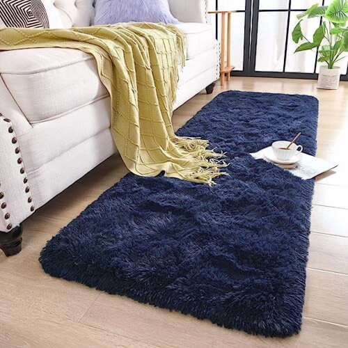 Μαλακό βελούδινο χαλί Shag Runner 2x8ft, γούνινο χαλί που δεν ρίχνει το χρώμα για 1