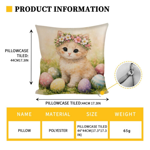 Easter Pillow Covers 18x18 Inch Bunny Egg Floral Design 1