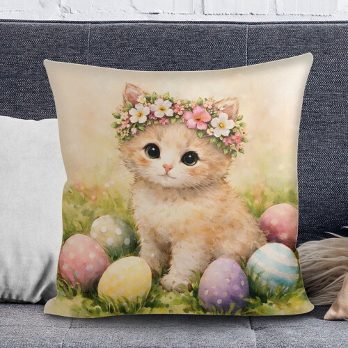 Easter Pillow Covers 18x18 Inch Bunny Egg Floral Design 2
