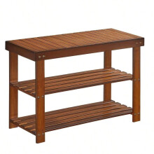 Banc Ă chaussures en bambou Ă 3 niveaux, 28,7 x 70,1 x 45,2 cm