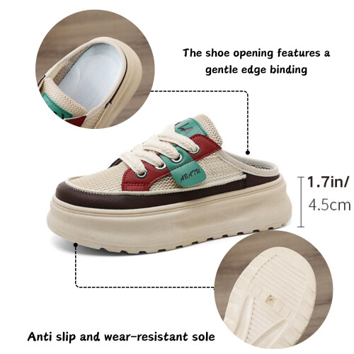 Γυναικεία slip-on sneakers με πλατφόρμα Mules χωρίς πλάτη, ελαφριά καλοκαιρινά παπούτσια 1