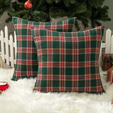 Ensemble de 2 housses de coussin à carreaux de Noël, 40 x 40 cm