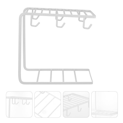 Tineasur1Pc Λευκή Σιδερένια Ράφι Αποθήκευσης Ποτηριών Πρακτική Στραγγιστήρι Ποτηριών 2