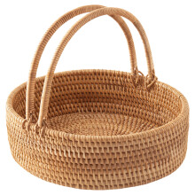 Handgeweven rieten picknickmand – Kleine rotan mand met handvat, 34 x 28 x 99 cm, lichtgewicht en duurzaam voor snacks, opslag, buiten, bruiloften,
