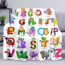 Couverture alphabet ABC colorée pour enfants – Douce et moelleuse en flanelle, 127 x 152 cm, compatible avec canapé et fauteuil