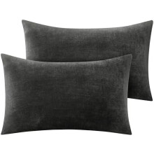 Flannel pudebetræk sæt med 2 mørkegrå 20x26 tommer
