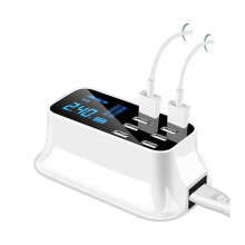 8-poorts USB-laadstation met digitaal display, snellaadadapter compatibel met mobiele telefoons