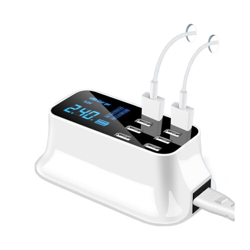Σταθμός φόρτισης USB 8 θυρών με ψηφιακή οθόνη, προσαρμογέας γρήγορης φόρτισης