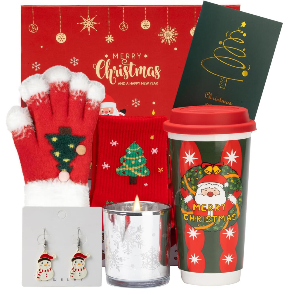 Unique Christmas Gift Basket for Women 2025: Snowflake Gloves, Ceramic Tumbler & Cozy Candle Set â Holiday Gift Box for Mom, Wife, Teacher, Best-image-OPC-PRF8P77-NEW