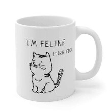 Stilvoller Katzenbecher mit schnurrendem Katzenmotiv für Kaffee- und Teeliebhaber
