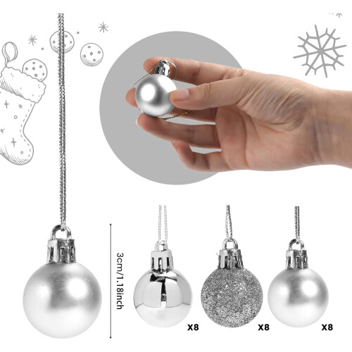 Ensemble de 24 mini boules de Noël incassables de 3 cm 2