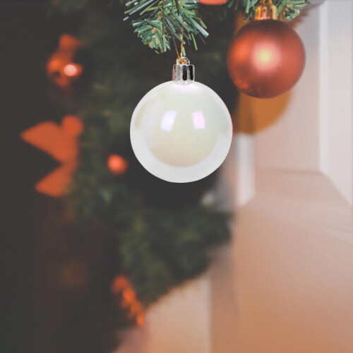 White Plastic Christmas Ornaments Balls 4cm 6Pcs 2