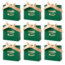 Lot de 10 sacs cadeaux de Noël réutilisables – Papier kraft rouge et vert, articles de fête de Noël, emballage pour bonbons/biscuits, lot en