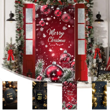 Juldörrskydd, 96x183 cm, God Jul-dekorationer till ytterdörren för julfest – Kompatibel med standarddörrar