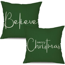 Christmas Throw Pillow Covers12x20Inch Set of2Merry Christmas Farmhouse Decorations Believe Holiday Decor Throw Cushion Case for Home Couch
