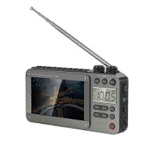 (Gris) 2026 Téléviseur de poche Bluetooth haut de gamme avec prise vidéo, radio de poche AM/FM portable g20241806374