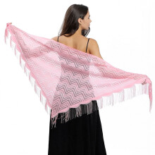 Xale triangular feminino de renda, ideal para noivas, com franjas florais e leve, perfeito para vestidos de festa.