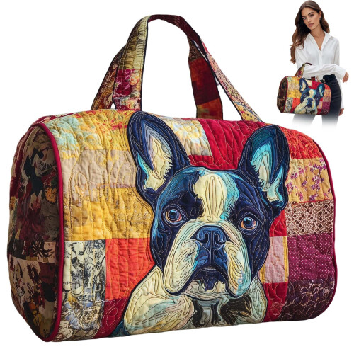 Weekender Bag Cotton Quilted Duffel Small16x8x8in 1