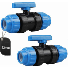 2 Stück 32 mm PP-Wasserrohrverbinder, PE-Rohrschellenverbinder (Blau)