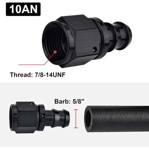10AN rechte push-lock slangkoppeling, zwart 1