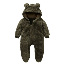 lulshou Romper Leanbh Éadaí Crawlála Leanbh Jumpsuit Fada Jumpsuit Plush Dath Soladach Leanbh Jumpsuit Cochall 0Pidéamas Nuabheirthe ar
