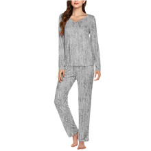 Women's Knit Pajama Set Soft Long Sleeve Matching Homewear
