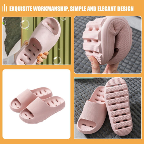 1 ζευγάρι ροζ παντόφλες σπιτιού από PVC, unisex, κατάλληλες για επισκέπτες ξενοδοχείων 2
