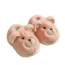 Girls Plush Slippers Cartoon Animal Warm Closed Toe Non- Soft Sole On Fuzzy Shoes Toddler Casual Pajamas Party House Slipper,Pink,12-18 Months