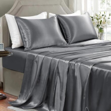 Ensemble de draps en satin Queen – 4 pièces, polyester doux et soyeux