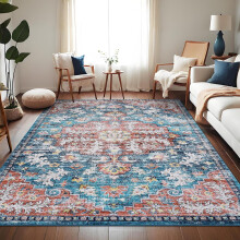 Tapis vintage oriental à médaillon, 152 x 213 cm, antidérapant