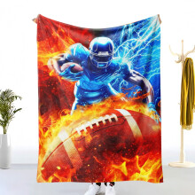 Couverture en flanelle à motif de flammes et d'éclairs, style football américain, jeté en polaire épaisse et chaude pour canapé, chambre, salon
